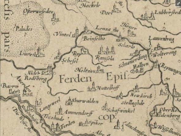 Karte aus der Zeit um 1590